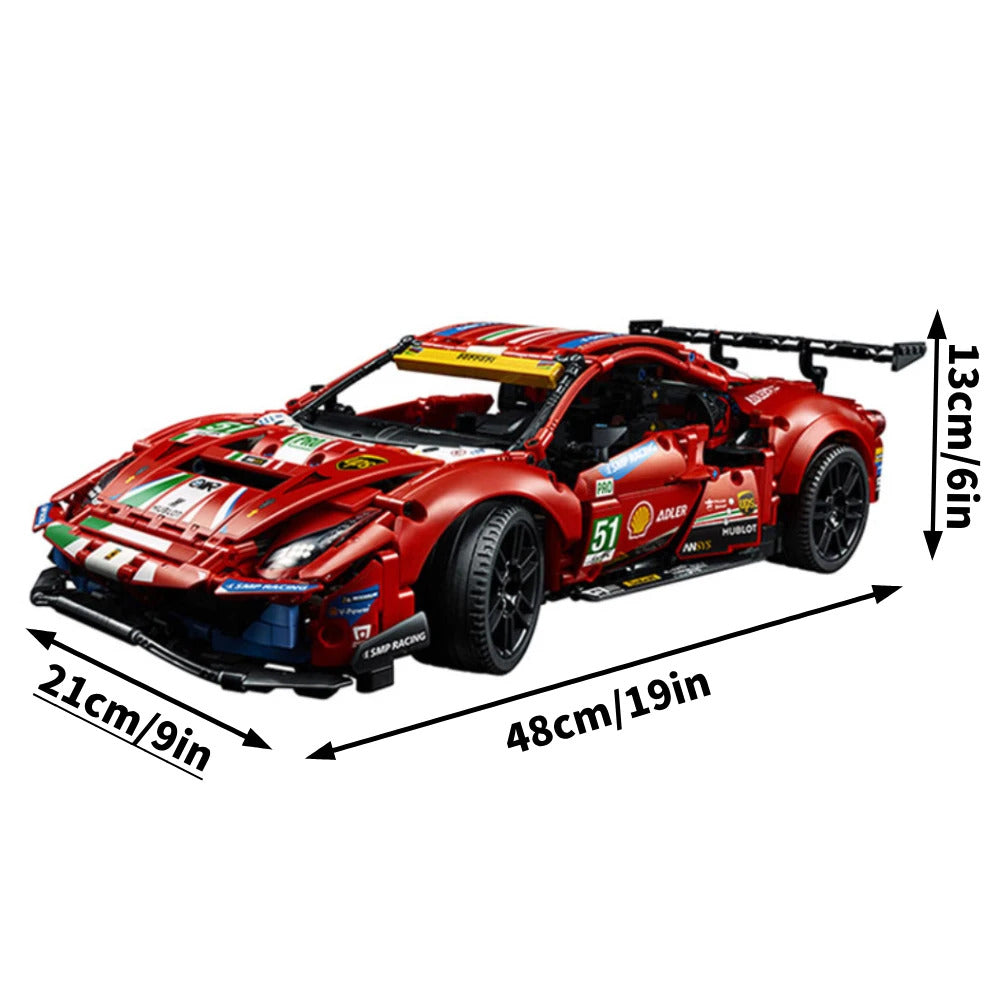 Red Racing Car Building Blocks - Car Bricks Toy (1677 PCS)